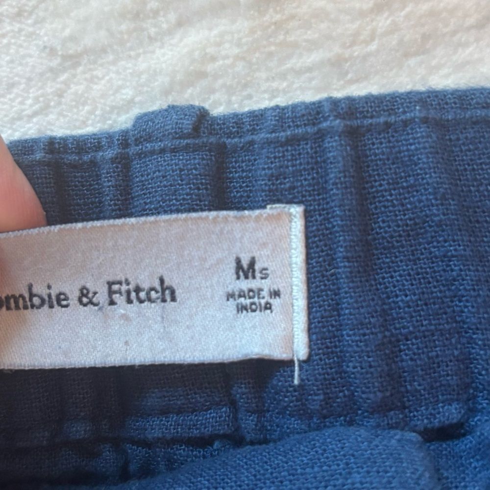 Abercrombie & Fitch Pleated Wide Leg Tailored Linen Blend Pants • size Med Short - Picture 7 of 7